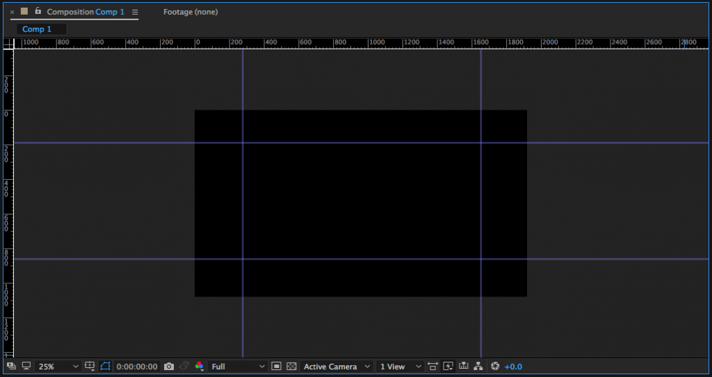 Composition Panel in After Effects with Guides Created