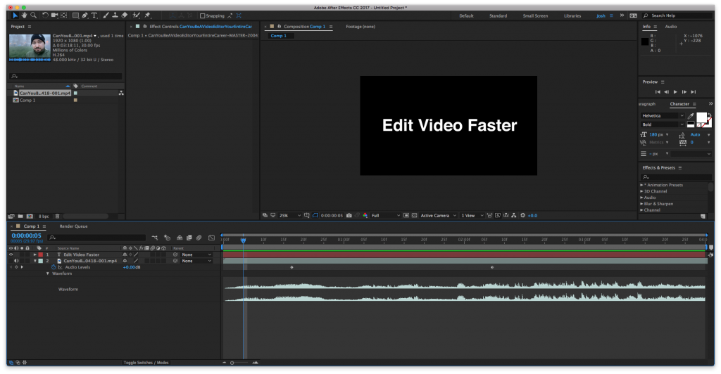 Audio Levels and Waveform Properties in After Effects will Change Volume Levels