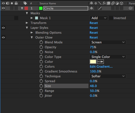 Glow Parameters to Adjust for Layer in After Effects