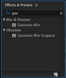 Effects & Presets Panel to Find Gaussian Blur for Blurry Text Transition in After Effects
