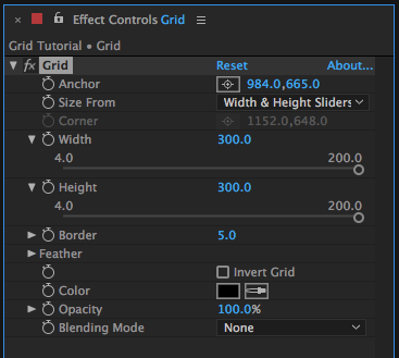 Grid Effect Controls in After Effects