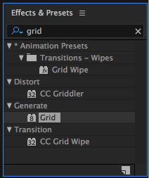 Grid Effect in Effects & Presets Panel in After Effects