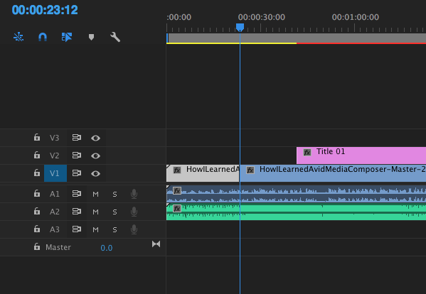 Example timeline in Premiere Pro with Add Edit applied
