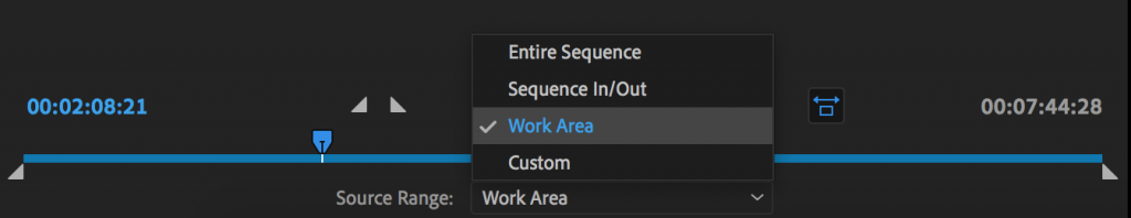 Choosing the area to Export in Premiere Pro