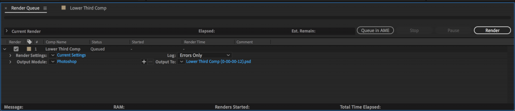 After Effect's Render Queue to export a still frame