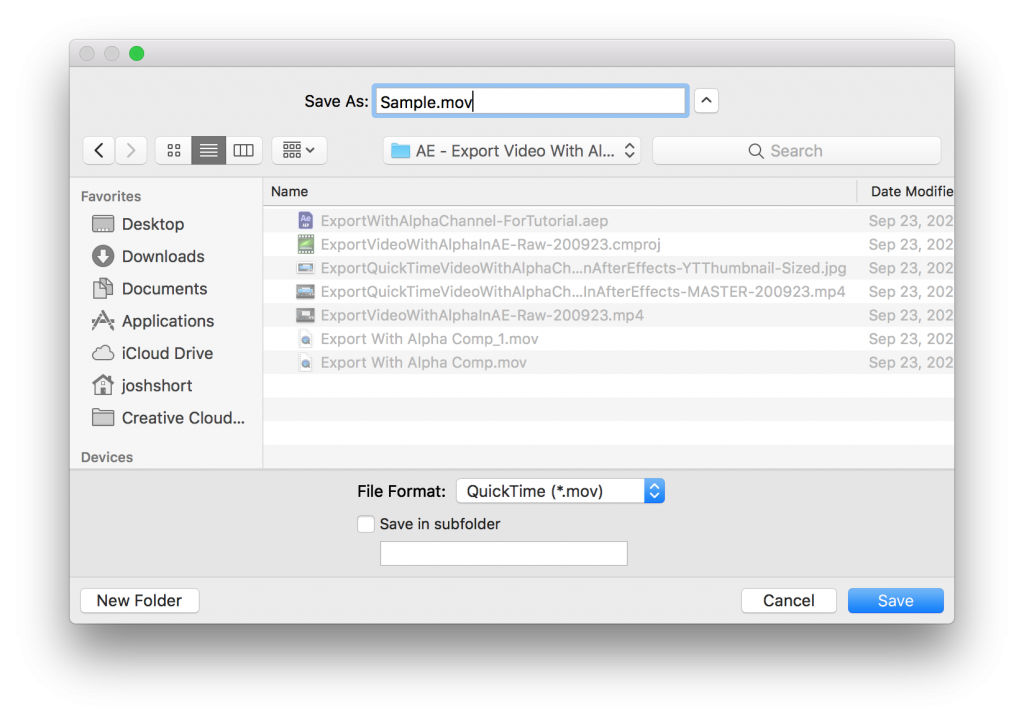 Output To Settings in After Effects