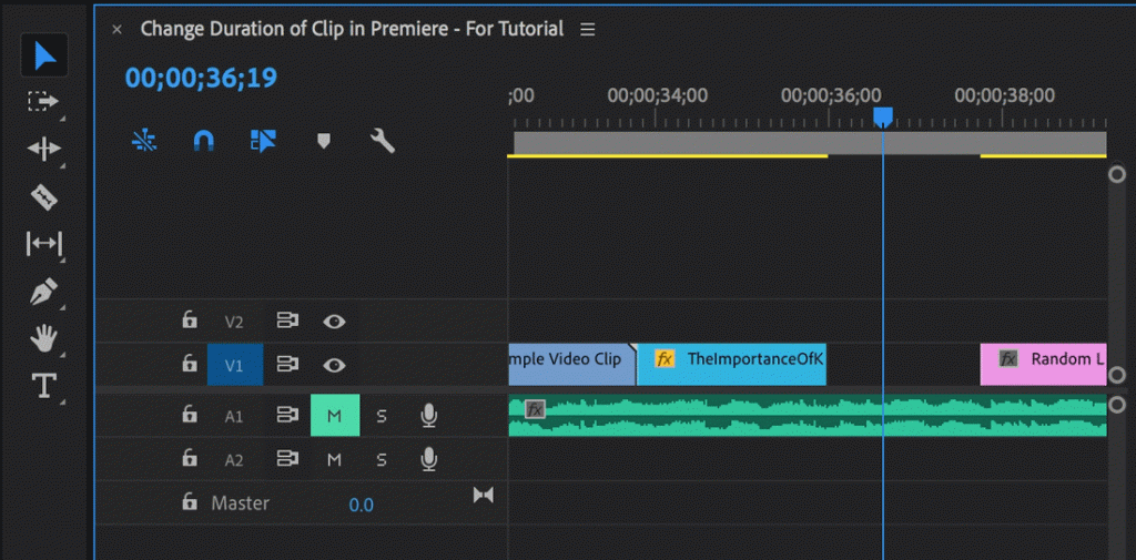 Using the Rate Stretch Tool to change duration of video in Premiere Pro