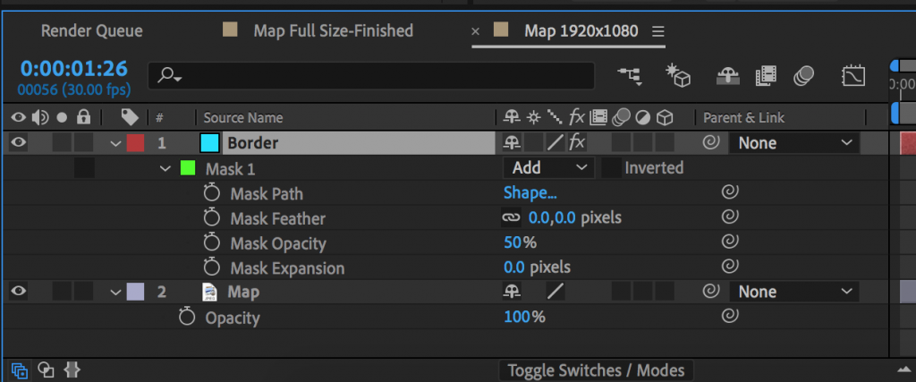 Mask properties on solid layer that will be the map highlight