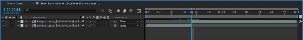 After Effects Timeline Panel after preforming split layer