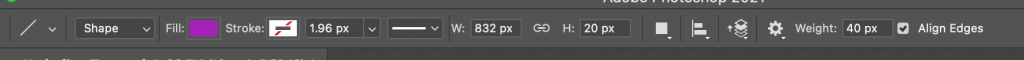 Line Tool Options in Photoshop for making a custom underline