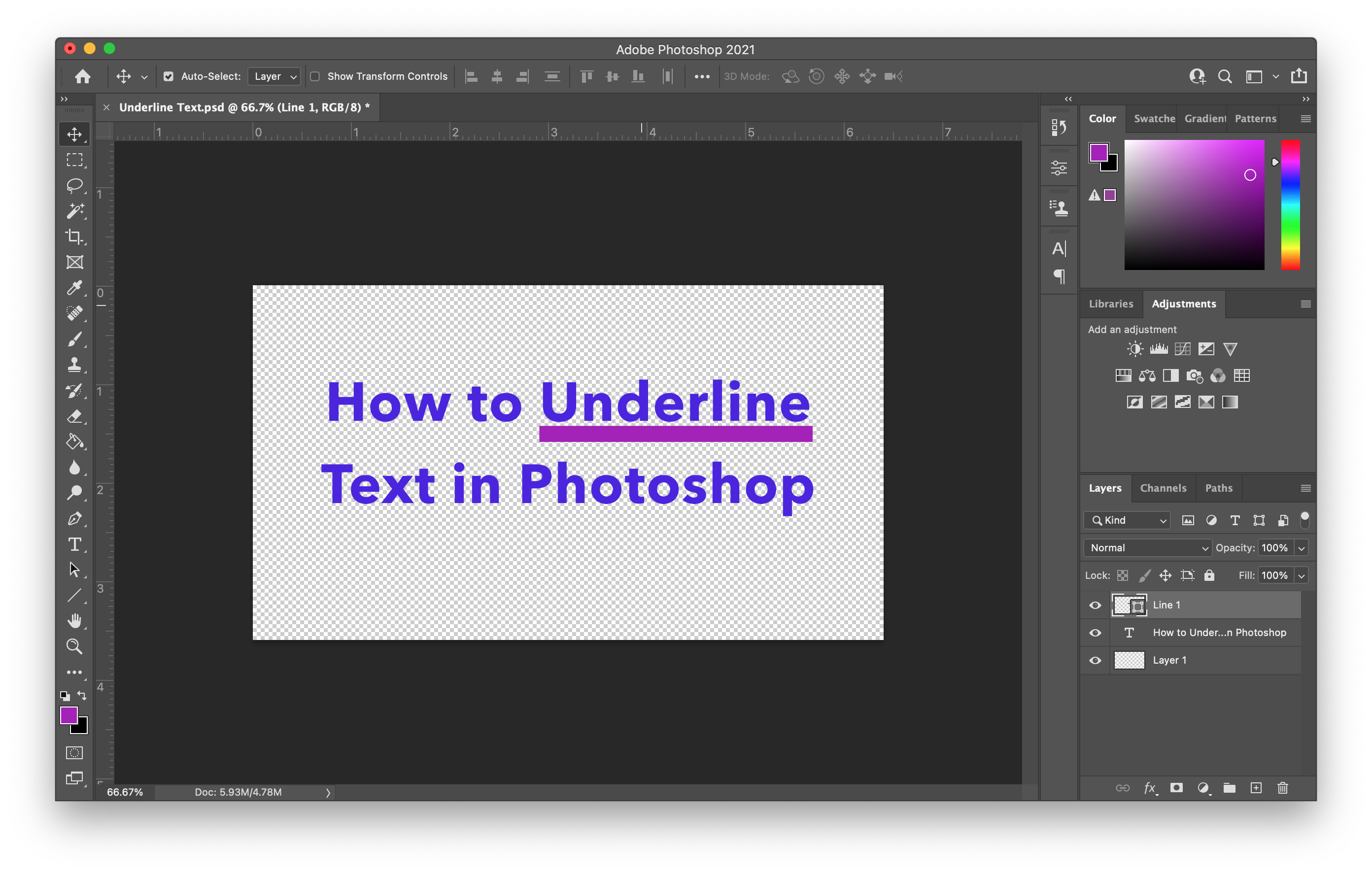 how to strikethrough text in photoshop