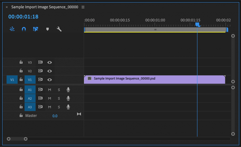 Image Sequence in a Premiere Pro timeline