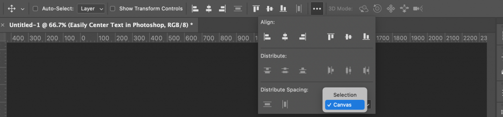 Photoshop Align and Distribute button