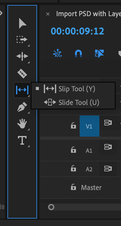 Slip Tool and Slide Tool in Premiere Pro Tools panel