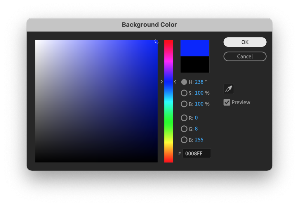 Background Color settings in After Effects