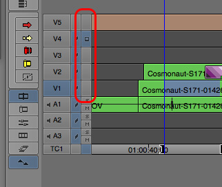 Avid Media Composer Timeline with Monitors outlined