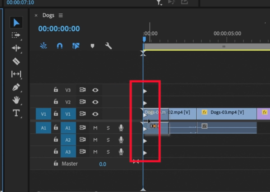 Insert Edit "teeth" in Premiere Pro Timeline showing where clip will be added