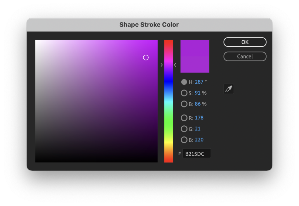 Color Picker box for a circle stroke in AE