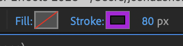 Ellipse Tool Fill, Stroke, and Stroke Width options in After Effects Toolbar