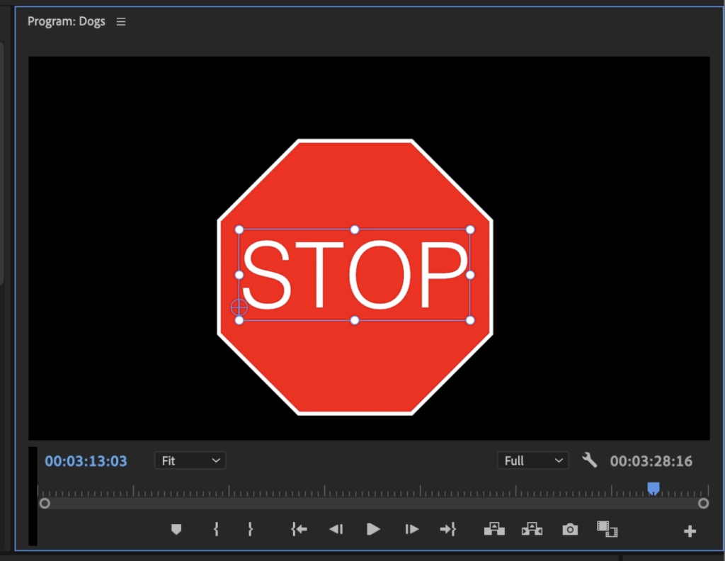 Completed stop sign and octagon graphic in Premiere Pro program panel